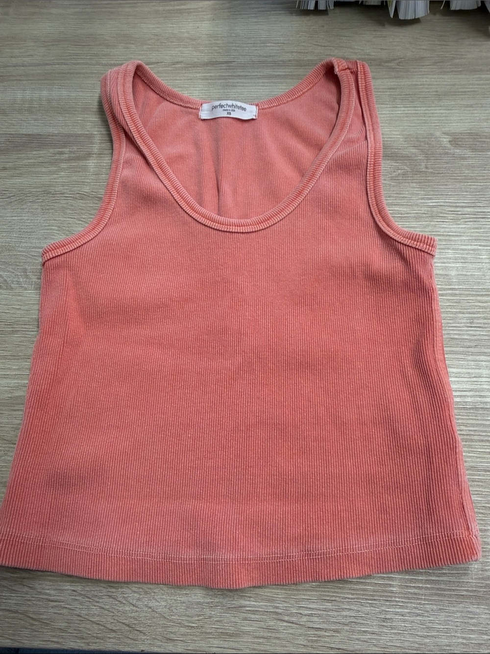perfectwhitetee Coral Ribbed Tank Top